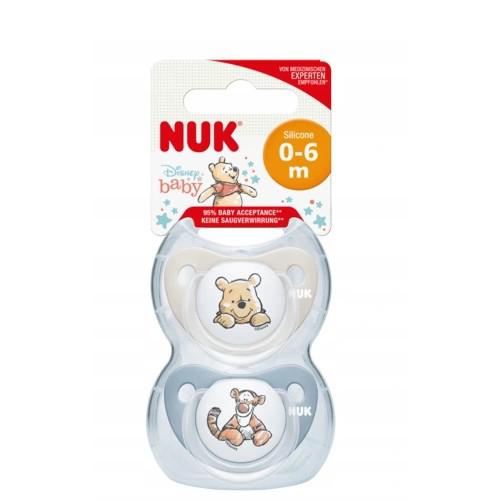Miniaturka artykułu - NUK Trendline DISNEY Kubuś Puchatek Silikonowy smoczek uspokajający (0-6m) niebieski, 2szt.
