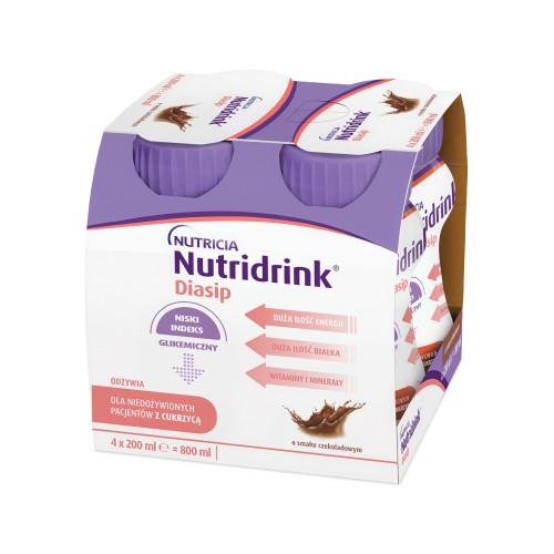 Miniaturka artykułu - Nutridrink Diasip o smaku czekoladowym, 4 x 200 ml