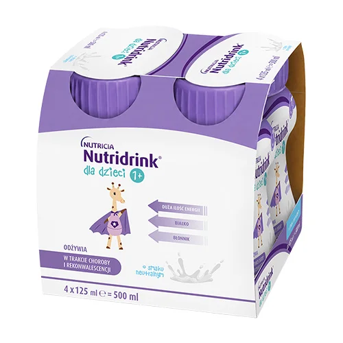 Miniaturka artykułu - Nutridrink dla dzieci smak neutralny, 4 x 125 ml