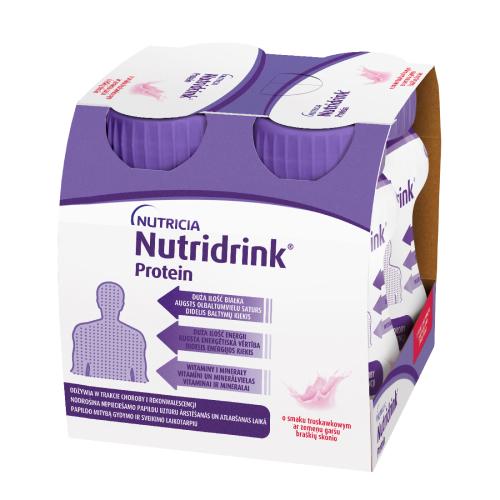 Miniaturka artykułu - Nutridrink Protein truskawka, 4 x 125 ml