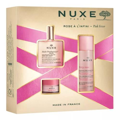 Miniaturka artykułu - NUXE Pink Fever Zestaw (Suchy olejek, 50ml + woda micelarna 3w1, 100ml + balsam do ust, 15g)