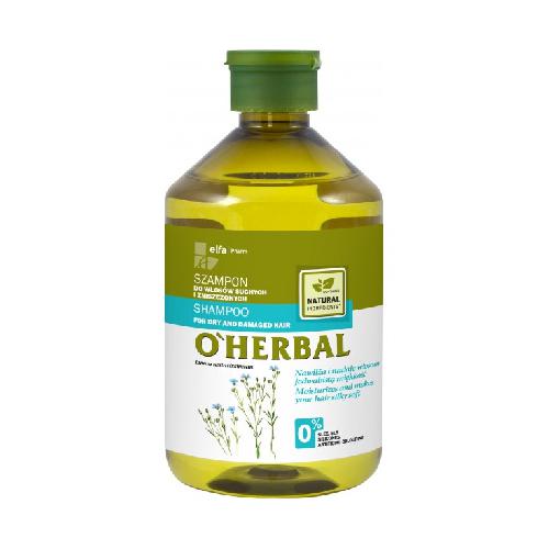 Miniaturka artykułu - O'HERBAL Szampon do włos&oacute;w suchych i zniszczonych z ekstraktem z lnu, 500ml