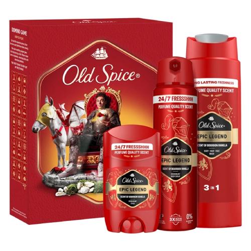Miniaturka artykułu - Old Spice Epic Legend Zestaw prezentowy dla mężczyzn: Żel pod prysznic i szampon do włos&oacute;w 3w1, 250 ml + Dezodorant w sztyfcie, 50 ml + Dezodorant w sprayu, 150 ml