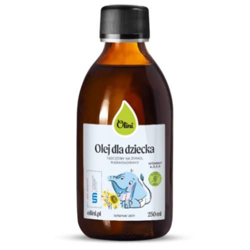 Miniaturka artykułu - Olini Olej dla dziecka tłoczony na zimno nierafinowany, 250 ml