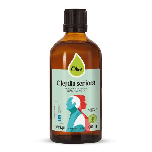Miniaturka artykułu - Olini Olej dla seniora tłoczony na zimno nierafinowany, 100 ml