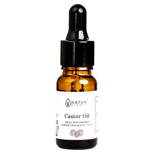 Miniaturka artykułu - NaturPlanet Castor Oil Olej rycynowy nierafinowany 100% do sk&oacute;ry, włos&oacute;w, brwi i rzęs, 10 ml