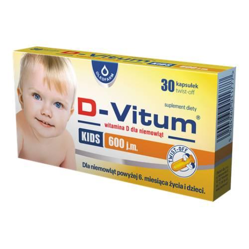 Miniaturka artykułu - D-Vitum Kids 600 twist-off, 30 kaps. - witamina D dla dzieci