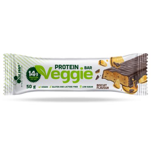 Miniaturka artykułu - OLIMP Baton wysokobiałkowy Veggie Protein Bar Biscuit, 50g