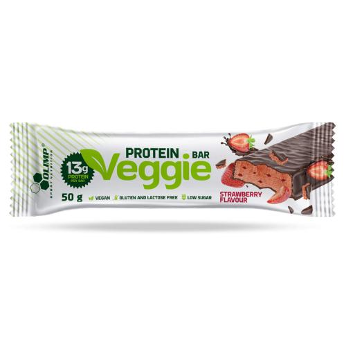 Miniaturka artykułu - OLIMP Baton wysokobiałkowy Veggie Protein Bar Strawberry, 50g