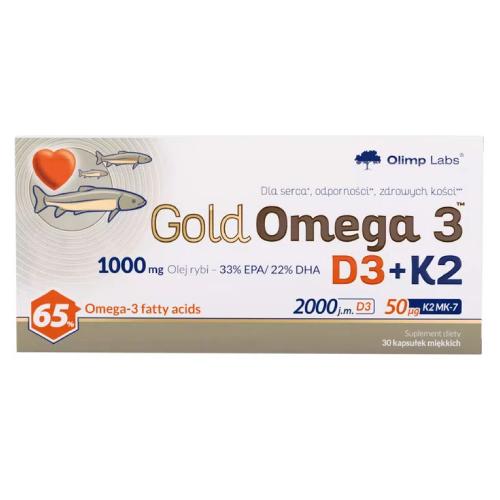 Zdjęcie produktu - Olimp Gold Omega 3 D3+K2, 30 kaps.