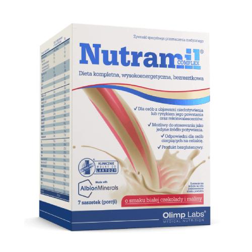 Zdjęcie produktu - OLIMP Nutramil Complex biała czekolada z maliną, 7 saszetek