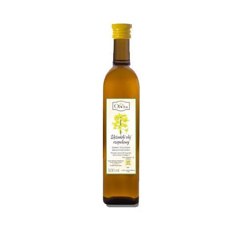 OLVITA Olej rzepakowy Ślężański zimno tłoczony nieoczyszczony, 500 ml 