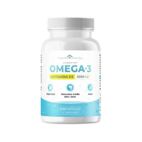 Miniaturka artykułu - Domowa Apteczka Omega 3 + Witamina D3, 60 kaps.