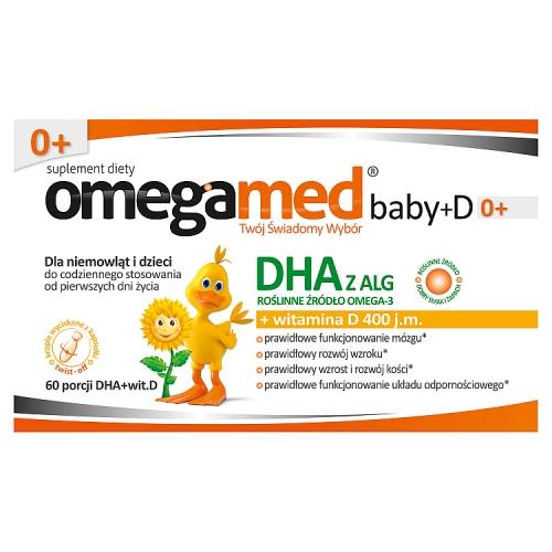 Miniaturka artykułu - Omegamed Baby+D 0+, 60 kaps. - suplement diety dla dzieci i niemowląt