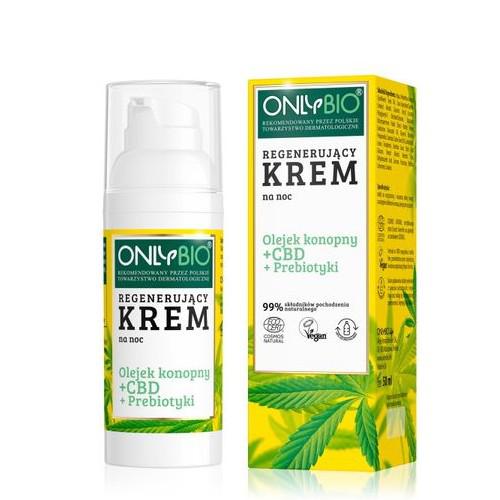 Miniaturka artykułu - OnlyBio Regenerujący krem na noc Olejek Konopny, 50 ml