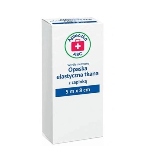 Miniaturka artykułu - Apteczka ABC Opaska elastyczna tkana z zapinką 5m x 8cm, 1szt.