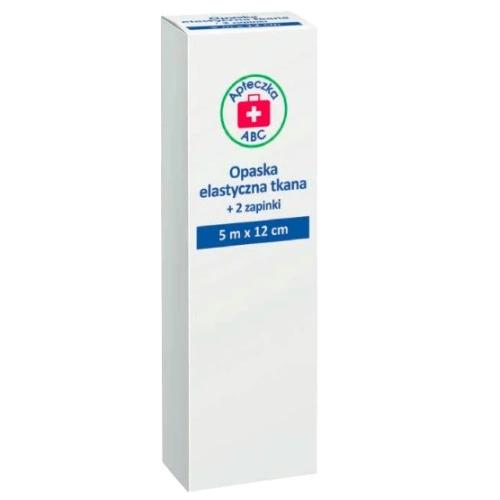 Miniaturka artykułu - Apteczka ABC Opaska elastyczna tkana z zapinką 5m x 12cm, 1szt.