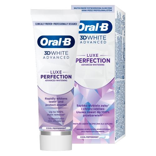 Miniaturka artykułu - Oral-B 3D White Advanced Luxe Perfection Wybielająca pasta do zęb&oacute;w, 75 ml