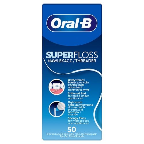 Miniaturka artykułu - Oral-B Superfloss Nić dentystyczna do aparat&oacute;w ortodontycznych i most&oacute;w, 50 pasm