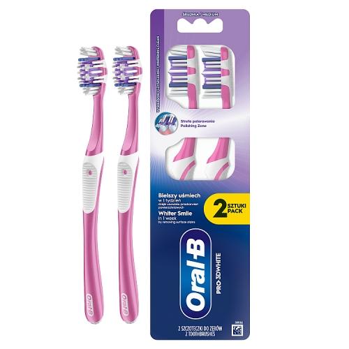 Oral-B Pro-3DWhite Szczoteczka do zęb&oacute;w średnia, 2 szt.