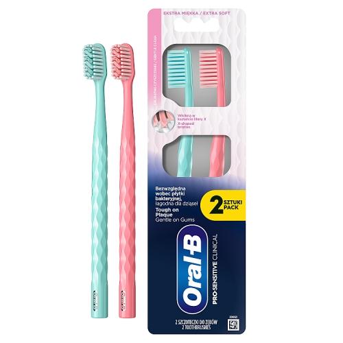 Miniaturka artykułu - Oral-B Pro-Sensitive Clinical Szczoteczka do zęb&oacute;w miękka, 2 szt.