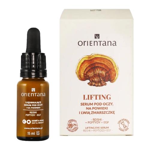 Orientana Lifting Serum pod oczy, na powieki i lwią zmarszczkę Reishi + Peptydy + EGF, 15 ml