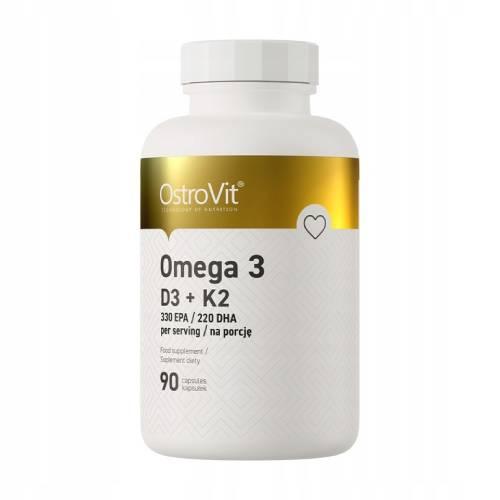 Miniaturka artykułu - OstroVit Omega 3 D3 + K2, 90 kapsułek