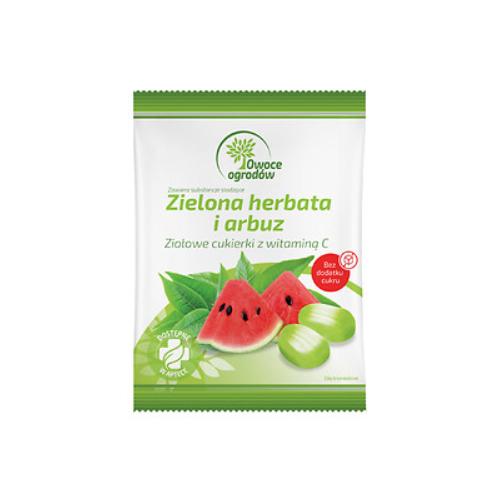 Miniaturka artykułu - Owoce Ogrod&oacute;w Ziołowe cukierki z witaminą C Zielona herbata i arbuz, 60 g