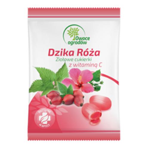 Miniaturka artykułu - Owoce Ogrod&oacute;w Ziołowe cukierki Dzika r&oacute;ża z witaminą C, 60 g