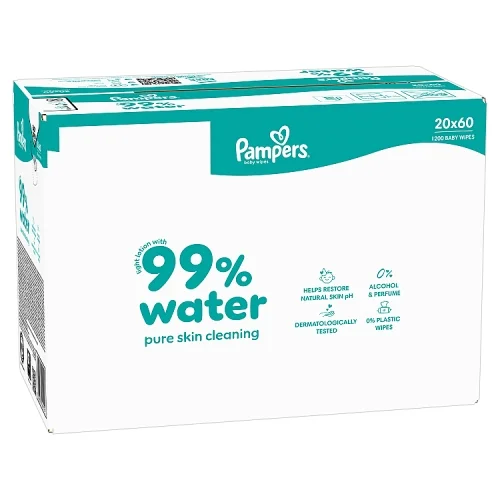 Miniaturka artykułu - Pampers Aqua 99% Water Chusteczki nawilżane dla dzieci, 20 x 60 szt.