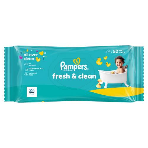 Miniaturka artykułu - Pampers Fresh Clean Chusteczki nawilżane, 52 szt.