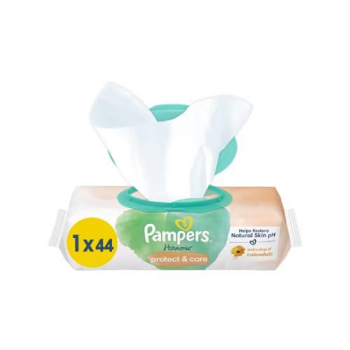 Miniaturka artykułu - Pampers Harmonie Protect&Care Chusteczki nawilżane, 44szt.