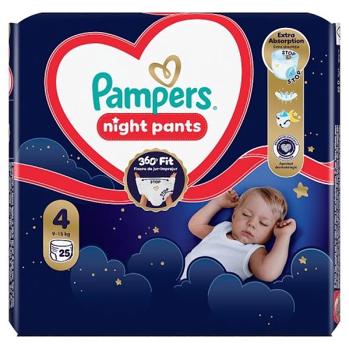 Zdjęcie produktu - Pampers Night Pieluchomajtki Rozmiar 4 9-15kg, 25 szt.