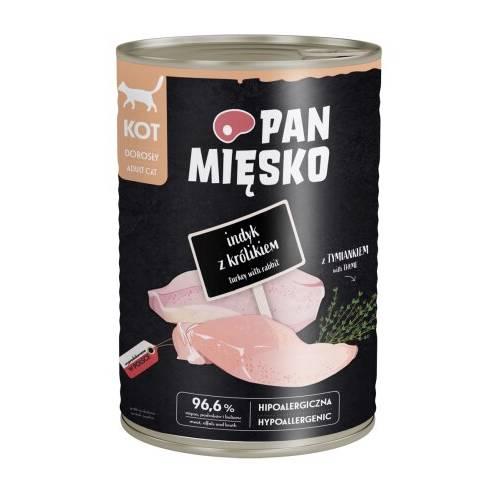 Miniaturka artykułu - Pan Mięsko Karma mokra dla kota Indyk z kr&oacute;likiem (dorosły), 400 g