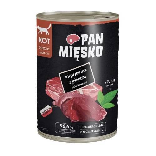 Miniaturka artykułu - Pan Mięsko Karma mokra dla kota Wieprzowina z jeleniem (dorosły), 400 g
