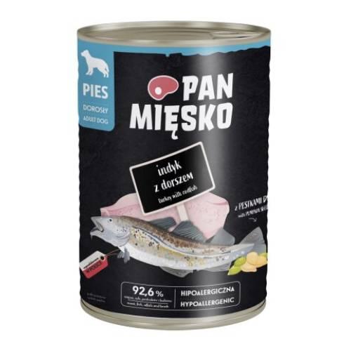 Miniaturka artykułu - Pan Mięsko Karma mokra dla psa Indyk z dorszem (dorosły), 400 g