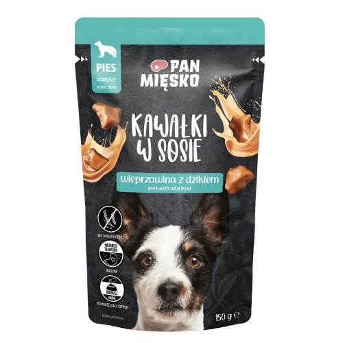 Miniaturka artykułu - Pan Mięsko Karma mokra dla psa Kawałki w sosie Wieprzowina z dzikiem (dorosły), 150 g
