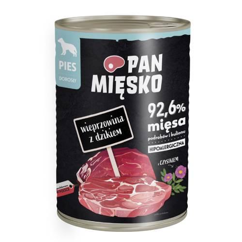 Miniaturka artykułu - Pan Mięsko Karma mokra dla psa Wieprzowina z dzikiem (dorosły), 400 g