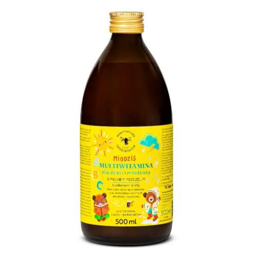 Miniaturka artykułu - PASIEKI RODZINY SADOWSKICH Miodziś Multiwitamina dla dzieci i młodzieży z pyłkiem pszczelim, 500ml