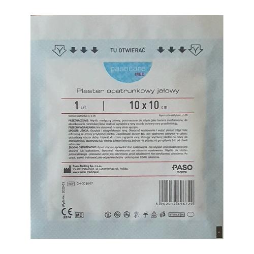Miniaturka artykułu - PASOCARE MED Plaster opatrunkowy jałowy 10x10cm
