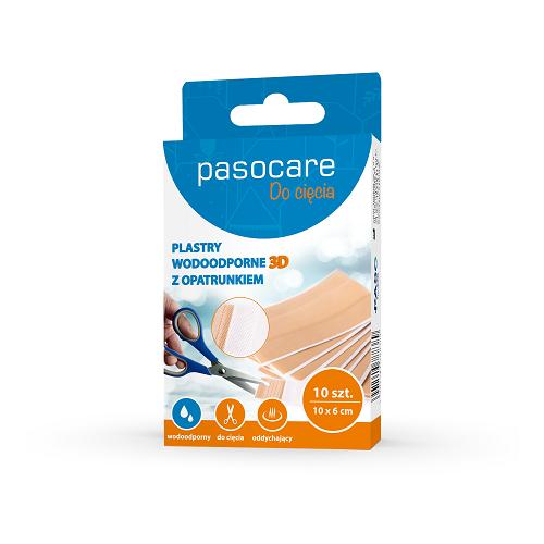 Miniaturka artykułu - PASOCARE PLUS Plaster wodoodporny z opatrunkiem 3D, 10 sztuk (10 cm x 6 cm)