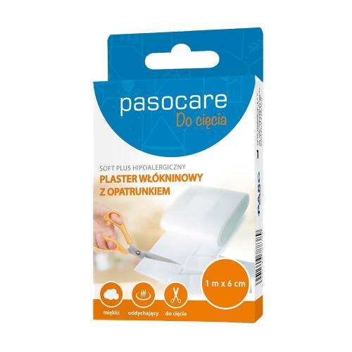 Miniaturka artykułu - PASOCARE SOFT PLUS Plaster wł&oacute;kninowy z opatrunkiem 1m x 6cm, 1szt.