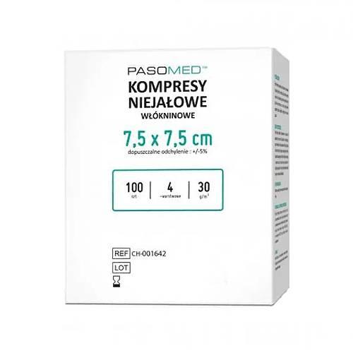 Miniaturka artykułu - PASOMED Kompresy niejałowe wł&oacute;kninowe 4W 7,5 x 7,5 cm, 100 szt.