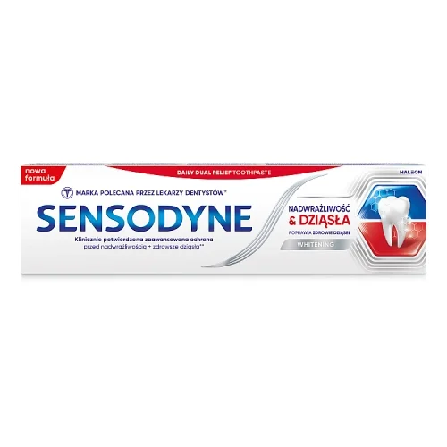 Miniaturka artykułu - Sensodyne Nadwrażliwość & Dziąsła Whitening Wybielająca pasta do nadwrażliwych zębów, 75 ml