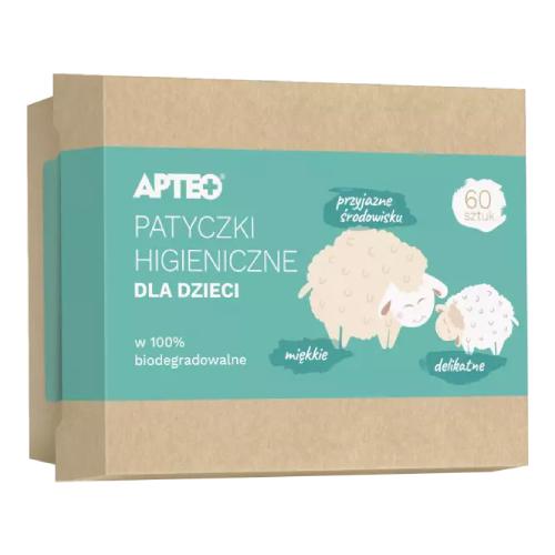 Miniaturka artykułu - Patyczki higieniczne dla dzieci APTEO, 60 sztuk