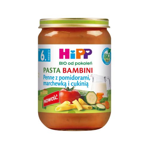 Miniaturka artykułu - HiPP BIO Pasta Bambini Penne z pomidorami, marchewką i cukinią po 6. miesiącu, 190 g