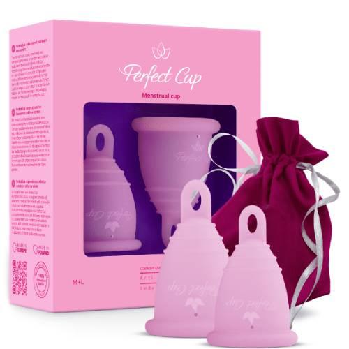 Miniaturka artykułu - Perfect Cup Kubeczki menstruacyjne M+L r&oacute;żowy, 2 szt