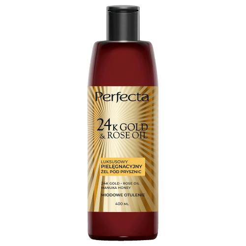 Miniaturka artykułu - PERFECTA 24K Gold & Rose Oil Luksusowy pielęgnacyjny żel pod prysznic Miodowe Otulenie, 400 ml
