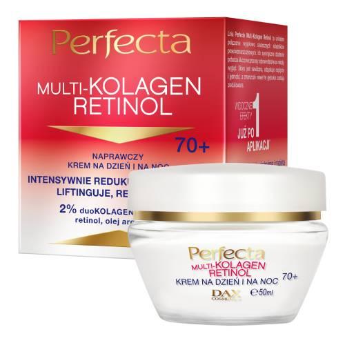 Miniaturka artykułu - Perfecta Multi-Kolagen Retinol 70+ Naprawczy krem do twarzy na dzień i na noc z kolagenem i retinolem, 50 ml