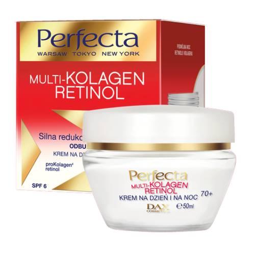 Miniaturka artykułu - PERFECTA Multi-Kolagen Retinol 70+ Odbudowa Krem do twarzy na dzień i na noc, 50ml